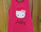 Personalized Hello Kitty Shirt-Embroidered Kitty Shirt- Appliqued Hello Kitty tank top- Hello Kitty Tank