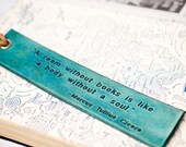 A room without books is like a body without a soul - Engraved Leather Bookmark
