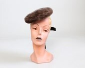 Vintage 1940s Hat : 40s Sheared Beaver Tilt Hat