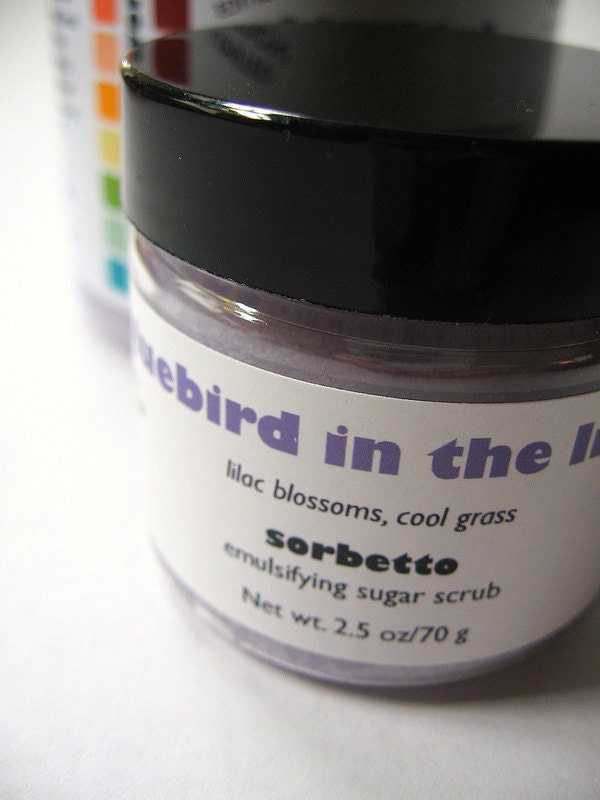 Bluebird in the Lilacs SAMPLE SIZE Sorbetto Emulsifying Sugar Scrub - Old Fashioned Lilac, Cool Grass... Limited Edition