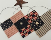 Primitive - Patriotic Flag Set - Americana Ornaments - July 4th Decor - Stars and Stripes - Red White and Blue