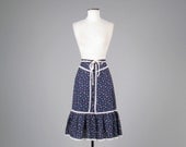 Vintage 1980s floral printed skirt with ruffle hem