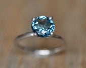 London Blue Topaz Ring on Sterling Silver Setting, 8mm Stone, Multiple Sizes Ready to Ship