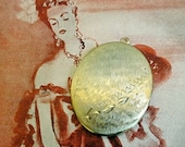 Vintage Double Pendant Locket 60s 70s Gold Tone Victorian Style Large Etched Oval For Treasured Photos Bettes Bargains Weddings Mothers Day
