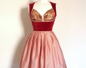Red, Pink and Gold Bustier Dress- Made by Dig For Victory