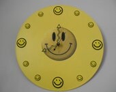 Smiley Face Vinyl Record Clock.  Handmade
