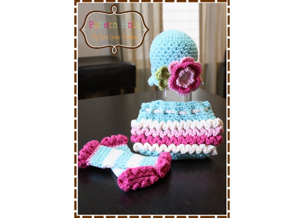 Headband Hat, Diaper Cover and Leg Warmers Pattern SET - KENNEDY - 220, 710, 707