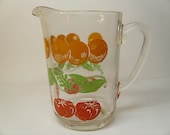 Vintage Glass Pitcher w/Fruit