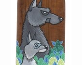 Wild Nines - Original Acrylic Fox & Wolf Painting on Teak Wood