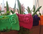 Bridesmaid Clutch Gift Set of 4 Handmade Wedding Hand Knitted Clutches - Purple, Pink, Orange, Green