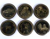 6 Vintage 1970's Greek Ceramic Tile Coasters