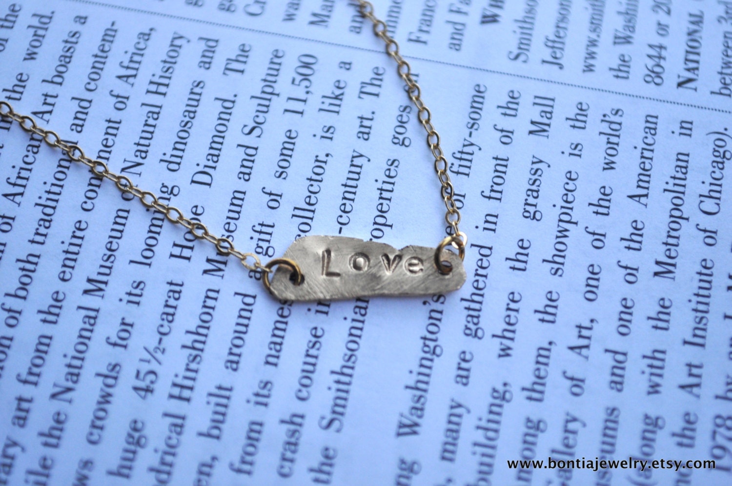 Love Charm Necklace. Letter Stamped. Gold Filled Charm.
