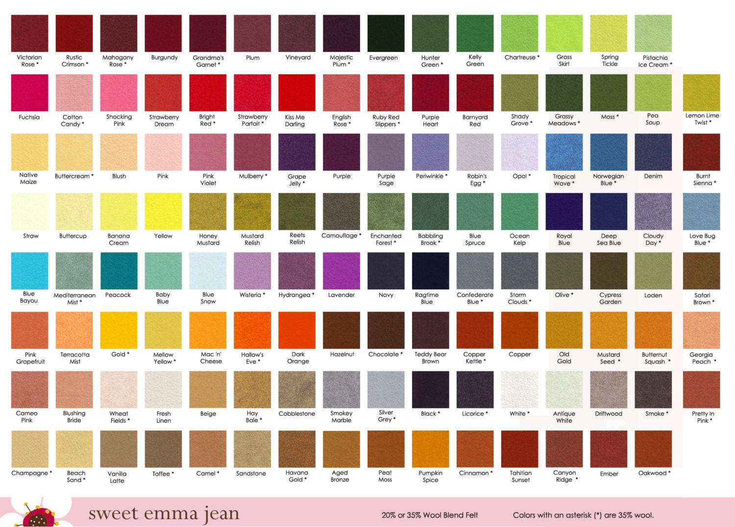 Wool Felt Sheets - Choose Any Fifteen (15) - Wool Blend Felt