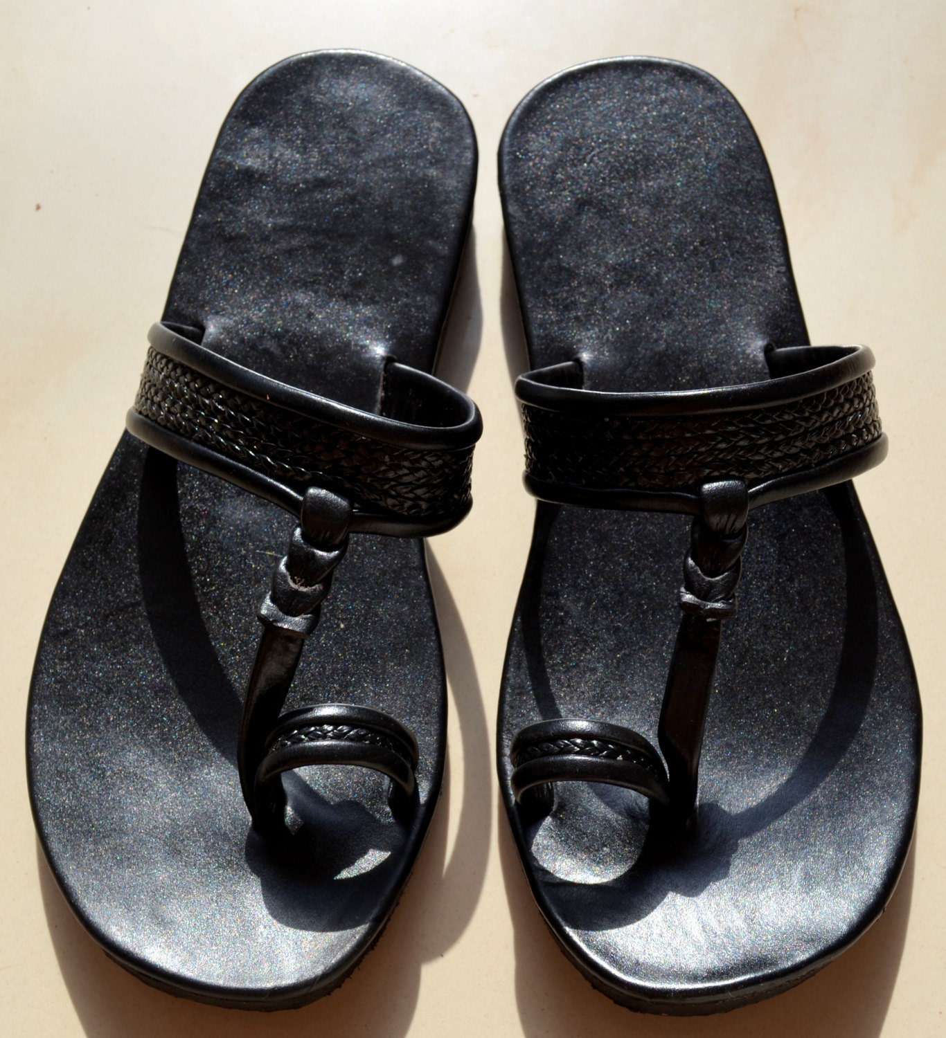 Moroccan Inspired Leather Sandals BLACK -Handmade Sandals , Indian Sandals, Perfect for a Beach Wedding, Women, Custom made - ALL SIZES
