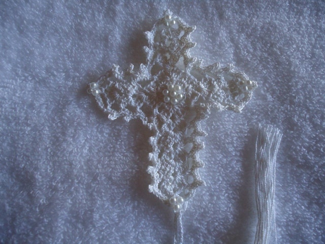 Special Occasion Gift New Handmade Crochet Cross Beaded  Bookmark Doily