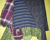 Multi Pattern Long sleeve Top upcycled reconstructed fits M L XL
