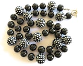 Kazuri Beaded Necklace, Ceramic Necklace,  Fair Trade, Black and White