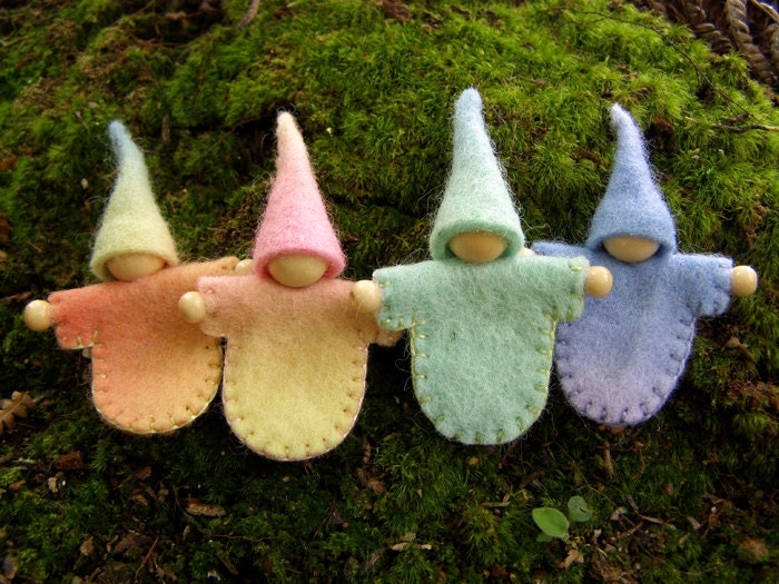 Wee worry gnome - Handmade in Australia - A Waldorf inspired little gnome tucked gently into a cosy little cotton sack.