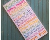 Playroom Rules Sign in Rainbow Colors - Typography Word Art