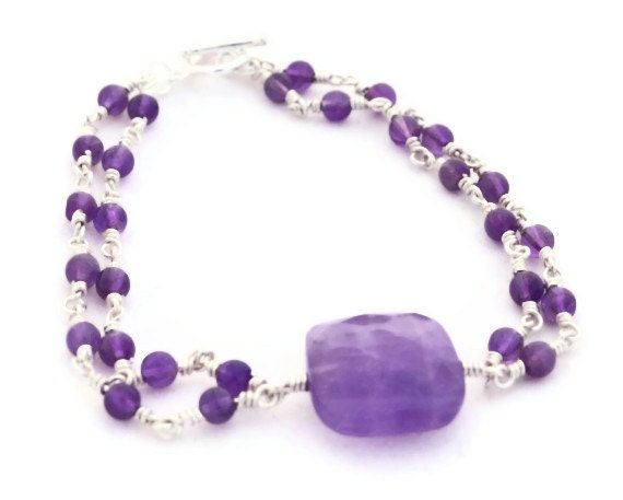 Amethyst Gemstone Double Strand Bracelet