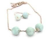 Amazonite Semi Precious Gemstone Necklace Sterling Silver Necklace