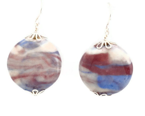 Blue Pink and White Earrings