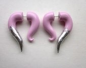 Pink Silver Tipped Fake Gauge Earring -Bubble Gum Pink-