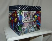 Fabric basket storage bin toys comic avengers captain america superman hulk spiderman black stars
