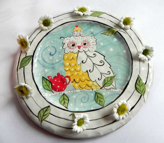 Owl Plate, Owl Dinnerware, Owl Cake Plate