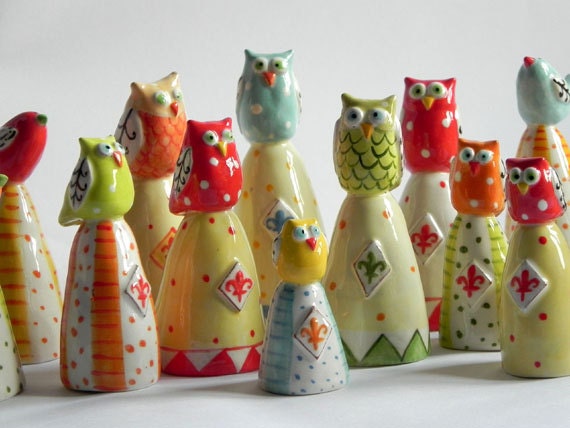 Owl Family, Owl Ornaments, MADE TO ORDER