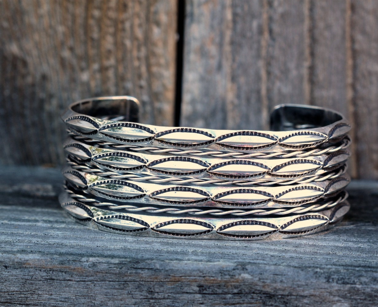 Vintage Wide Cuff Bracelet in Sterling Silver