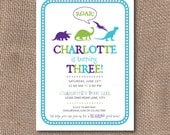 Dinosaur Birthday Invitation ROAR  - Printable 5x7 - Boy or Girl - More colors available