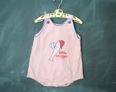 Vintage Doe Spun baby boys striped baseball romper 3 to 6 months