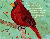 Guardian In Disguise / Male Cardinal / original illustration ART Print SIGNED / 8 x 10 / NEW