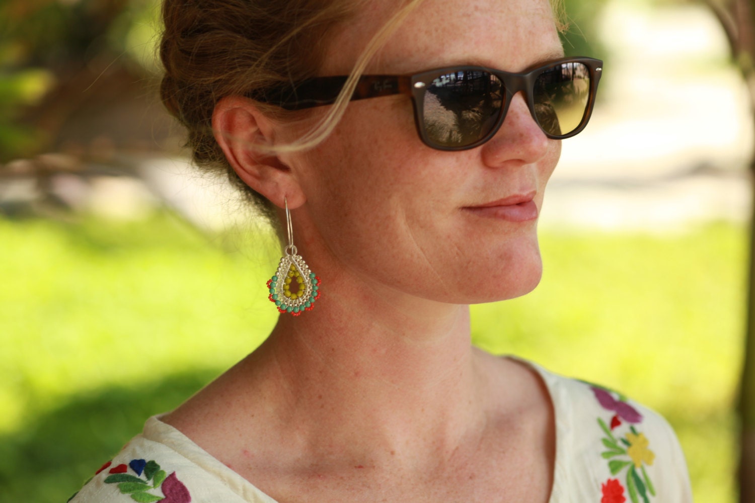 NEW - Teardrop Hoop Earrings - Groovy - Jewelry, Chandelier Earrings, Silver, Hoop, Drop, Beadwork, Dangle