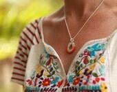 NEW - Teardrop Necklace - Coral - Jewelry, Silver, Beadwork, Necklace, Pendant, Mother's Day Gifts, Mother's Day Earrings