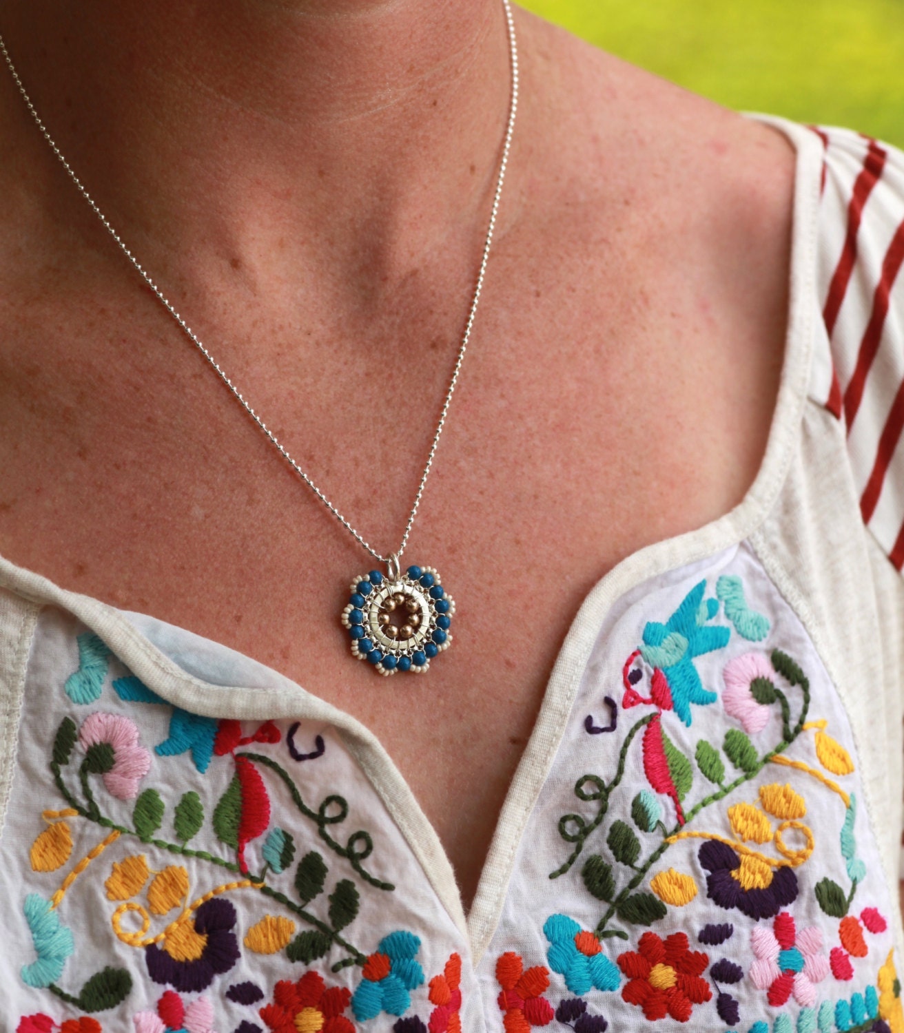 NEW - Bloom Necklace - Anchor - Jewelry, Silver, Necklace, Pendant, Beadwork