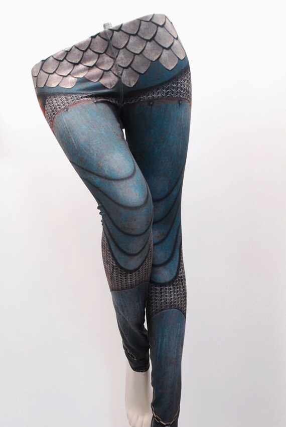 Armour Leggings - Printed Chainmail and Metal Tights - Made To Order - Armor plate look