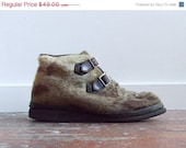 25% OFF STOREWIDE SALE Sale / Vintage 1970s seal fur boots with leather buckles