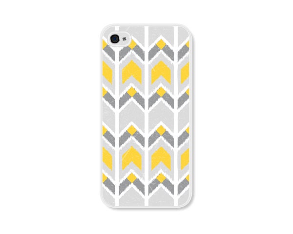 Chevron Tribal Apple iPhone 5 Case - Plastic iPhone 5 Case - Southwest Geometric iPhone Case Skin - Mustard Yellow Grey White Cell Phone