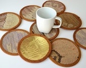 Sukan / Hand Woven - Turkish Antique Kilim Cups Coasters - drink coasters - cup coaster - coaster - 9 pcs