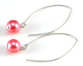 Pink Shell Pearl and Sterling Silver Marquis Earrings