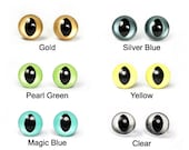 3 pairs - 7.5mm to 12mm Japanese Hand Painted Pearl-tallic Safety Eyes Cat Eyes with Metal Washer 6 Color