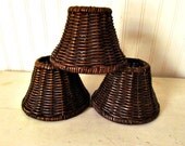 Wicker Shade for Candle Stick Lamp / Brown Wicker with Metal Frame