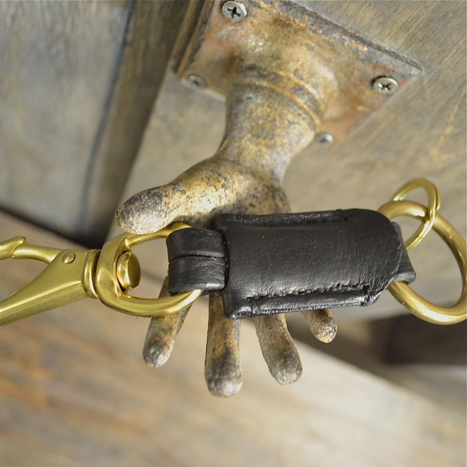 Leather Brass Key Ring