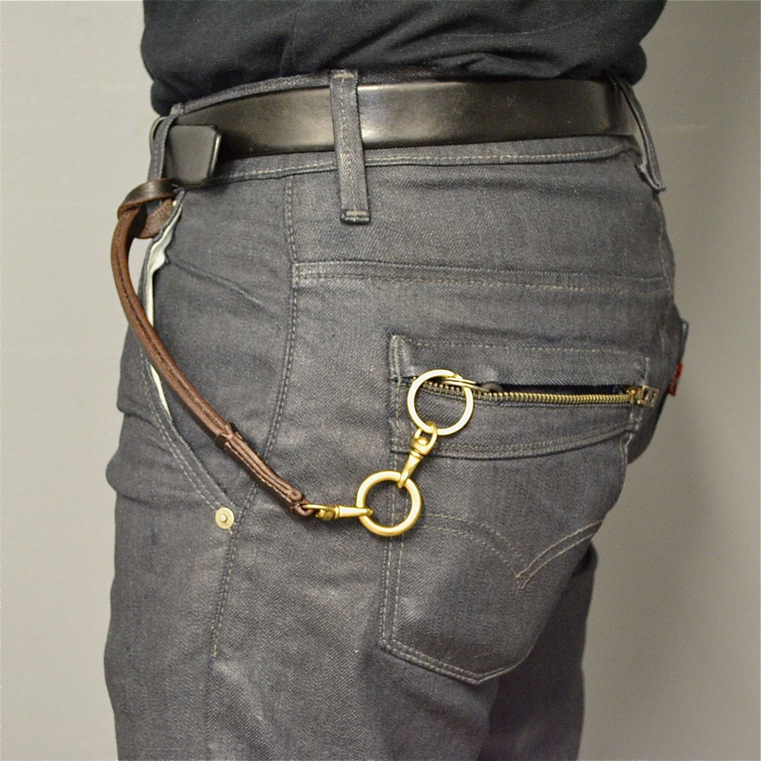 Leather Brass Key Chain