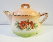 Vintage Mini Teapot  Made in Czechoslovakia  Poppies