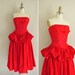 s a l e...vintage 1950s dress / 50s red strapless party dress / 1950s rhinestone covered prom dress