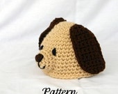 Baby Puppy Hat PDF Crochet Pattern 0-6 month sizes beanie newborn infant head covering winter costume photography prop dog pet cute