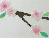 Cherry Blossoms 4 - original watercolor collage